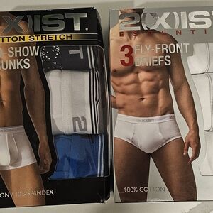 2 Packs Of 3 - 2xist Men's White and Blue Briefs and Trunks Set